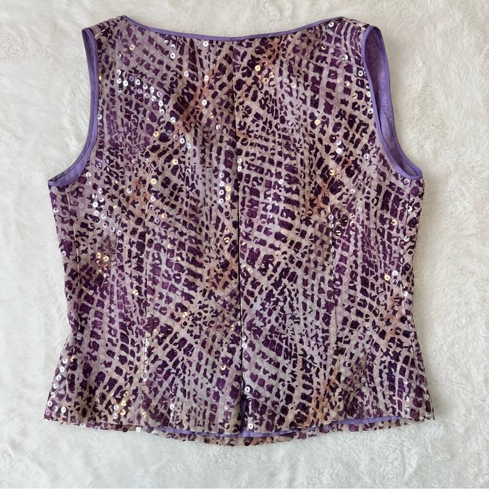 Javier Larrainzar Purple Sequin Two Piece Set Top Skirt Couture Evening Sz 12 - Picture 4 of 14
